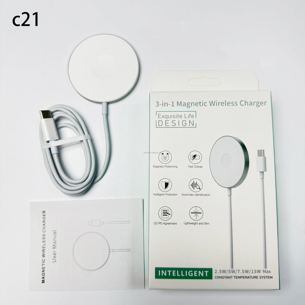 Draagbare smartphoneoplader 3-in-1 magnetisch draadloos