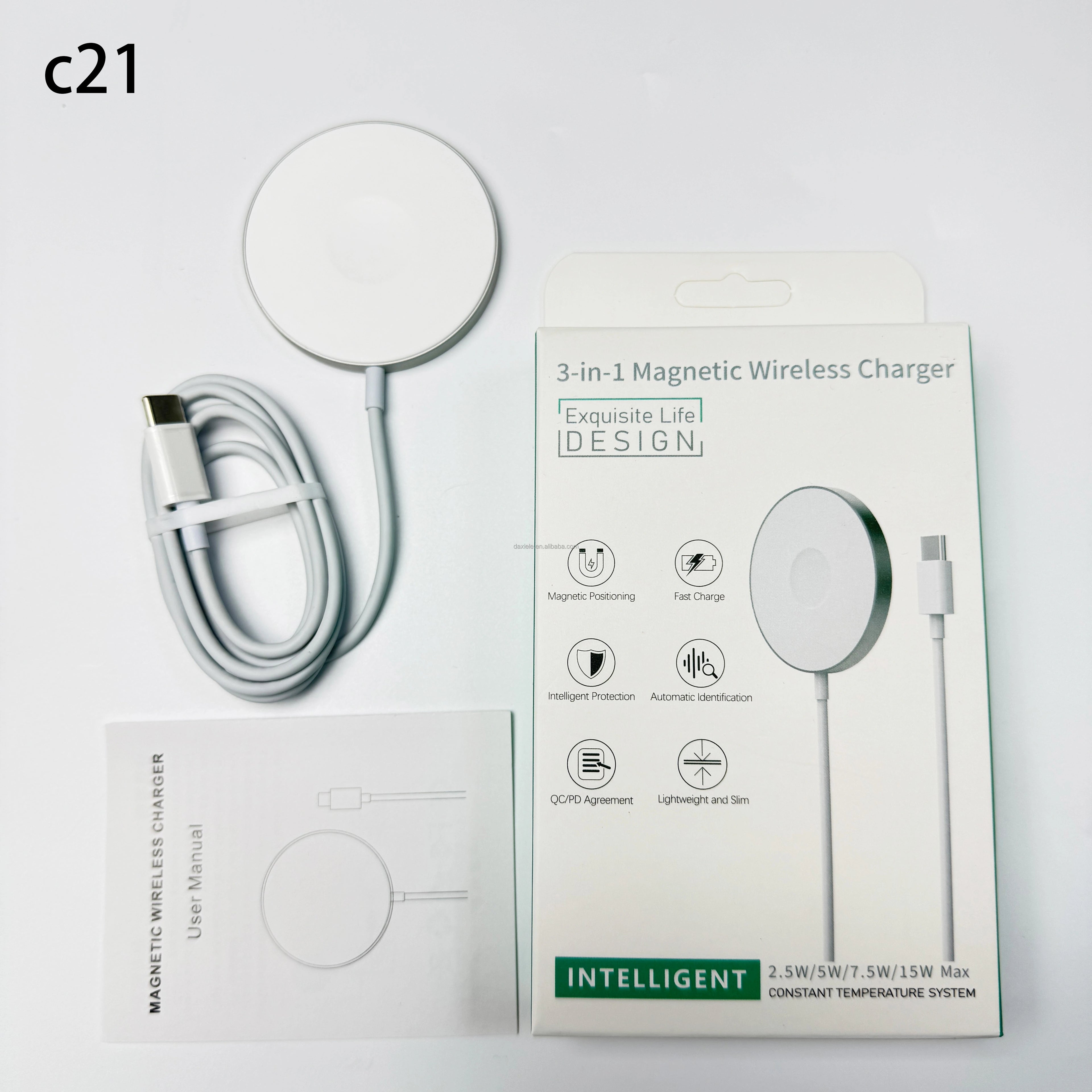 Draagbare smartphoneoplader 3-in-1 magnetisch draadloos